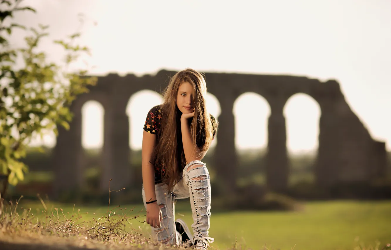 Photo wallpaper look, background, girl