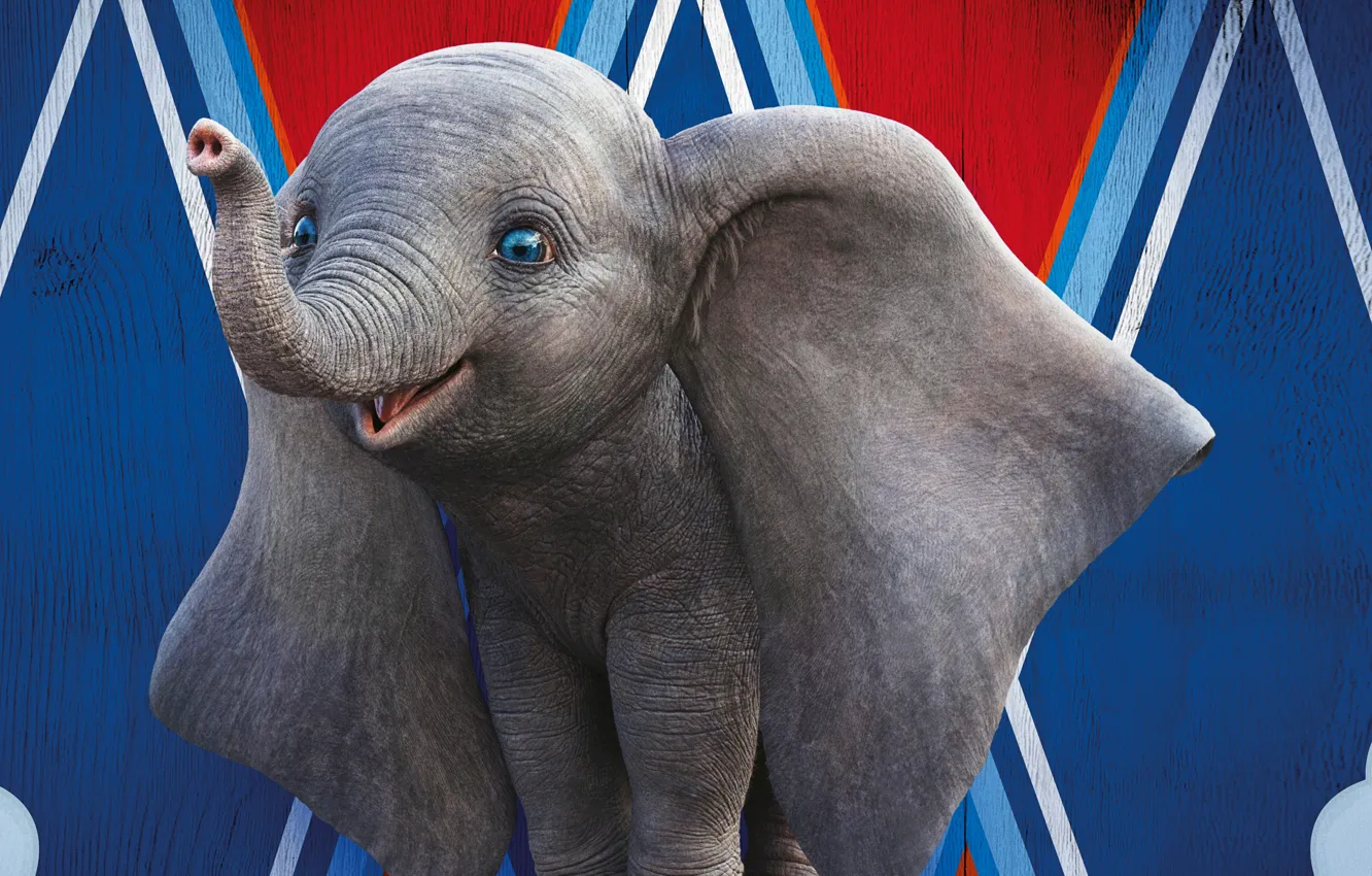Photo wallpaper eyes, elephant, cartoon, circus, ears, trunk, elephant, Dumbo