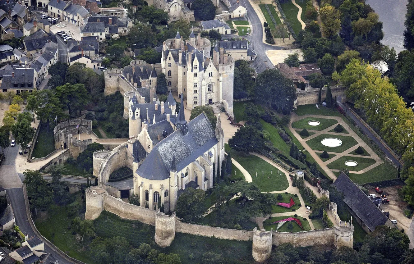 Photo wallpaper the city, river, castle, France, Castle of Montreuil-Bellay