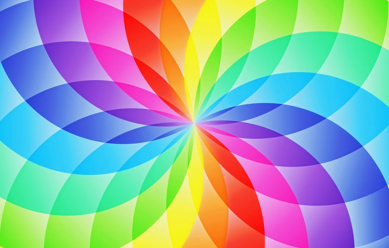 Photo wallpaper flower, abstraction, pattern, round, rainbow, petals, sector