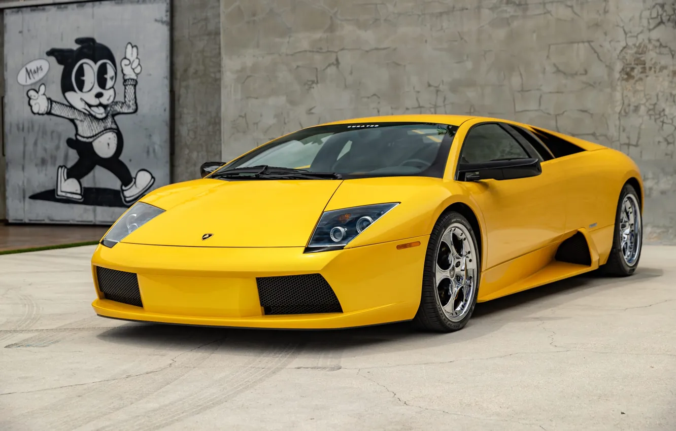 Photo wallpaper yellow, Lamborghini, Lambo, supercar, Lamborghini Murcielago, Murcielago