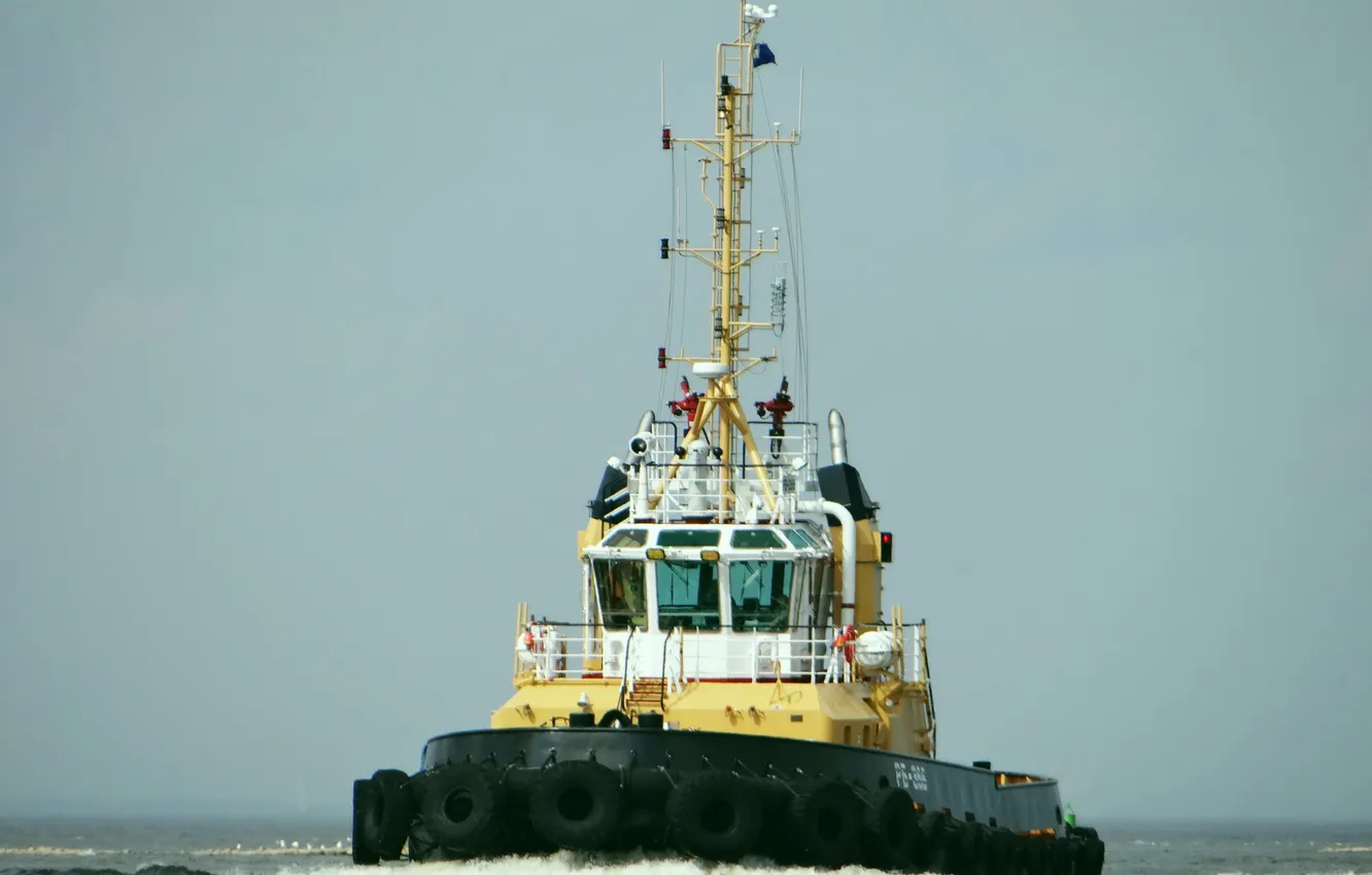 Photo wallpaper sea, the sky, tug, the course