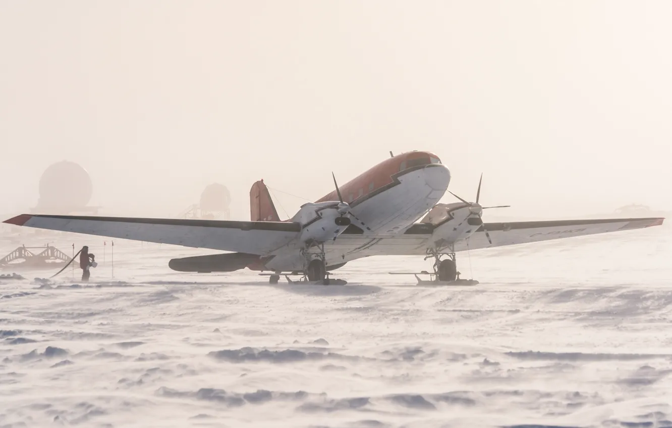 Photo wallpaper snow, ice, the plane, Antarctica, South pole
