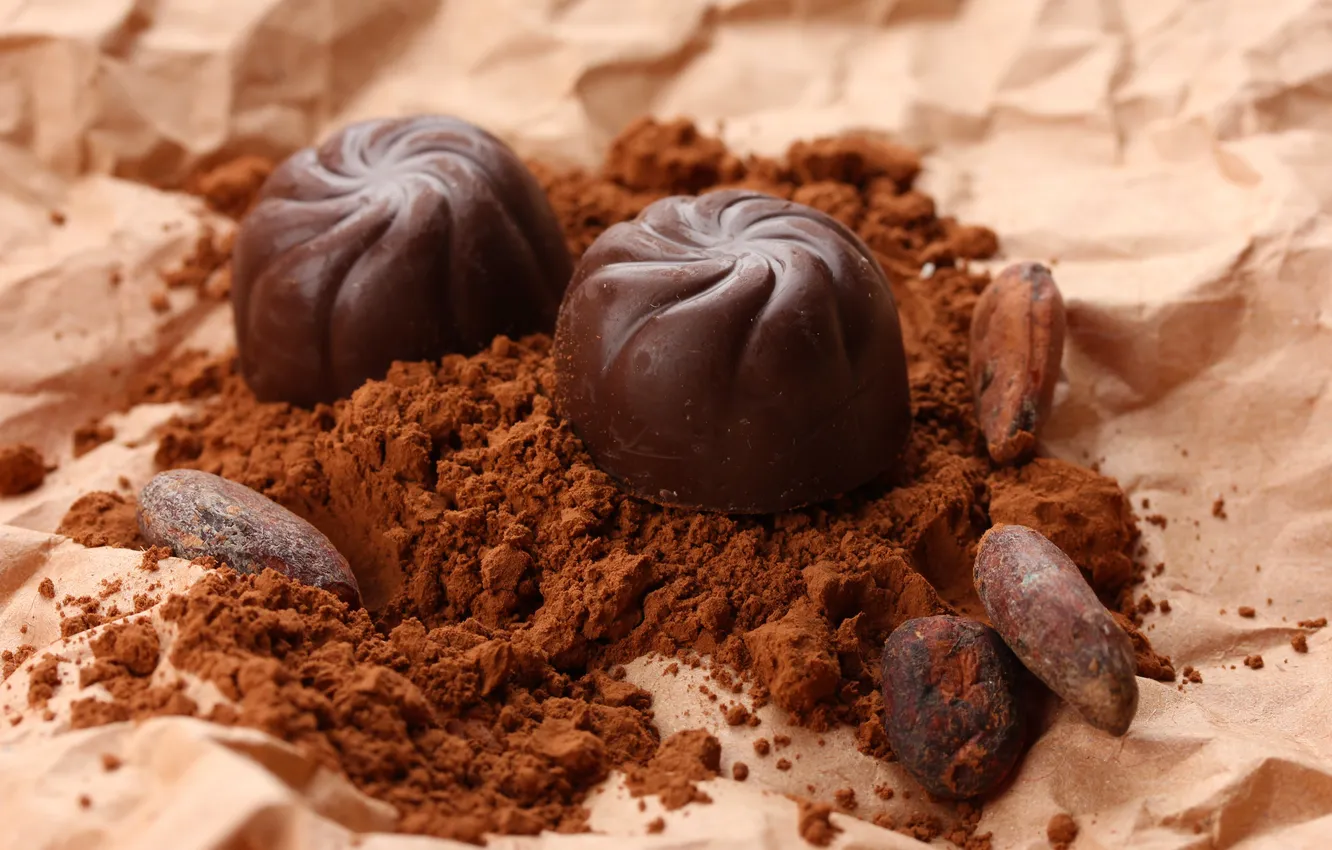 Photo wallpaper food, chocolate, candy, dessert, cocoa, beans