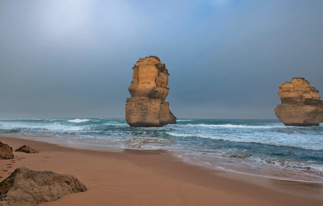 Photo wallpaper sea, landscape, rocks