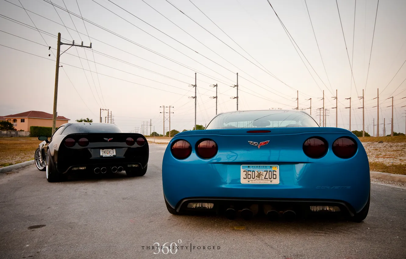 Photo wallpaper corvette, black, chevrolet, blue