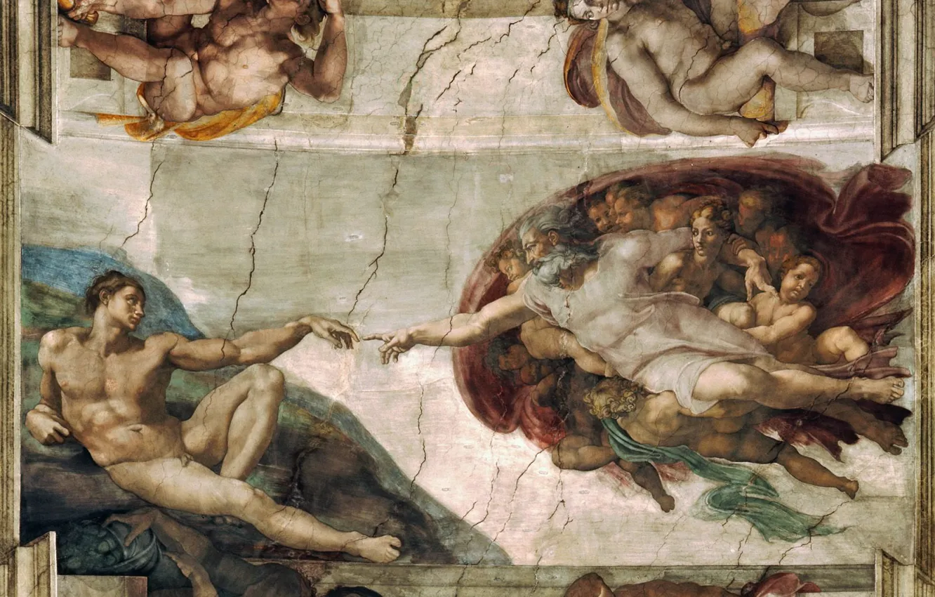 Photo wallpaper Michelangelo, Michelangelo, The Creation Of Adam, Creation of Adam
