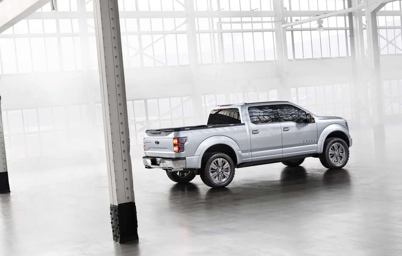 Photo wallpaper Ford, Grey, Silver, Pickup, The view from the side, Atlas C