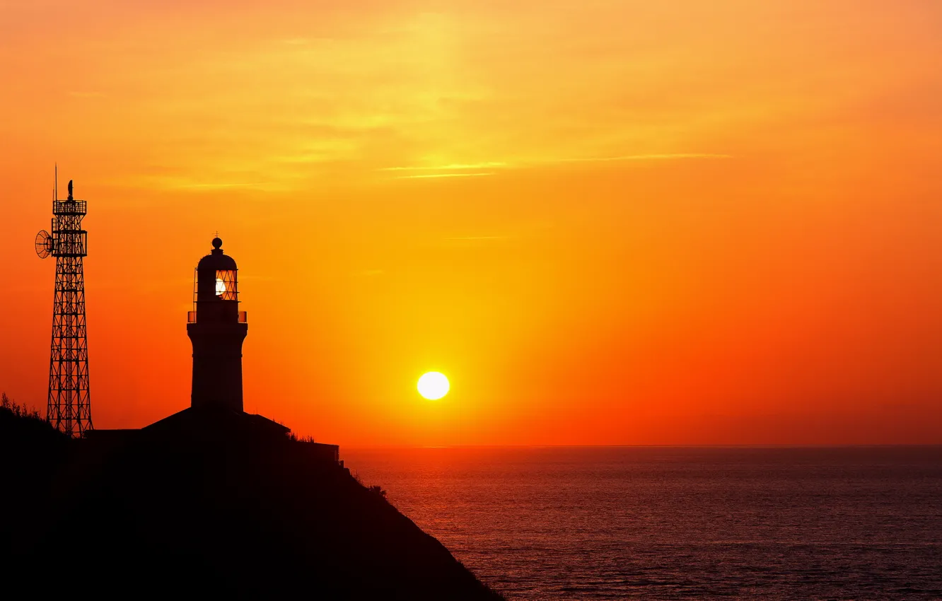 Photo wallpaper sea, the sun, lighthouse, nothing to do with the second world war and the second …