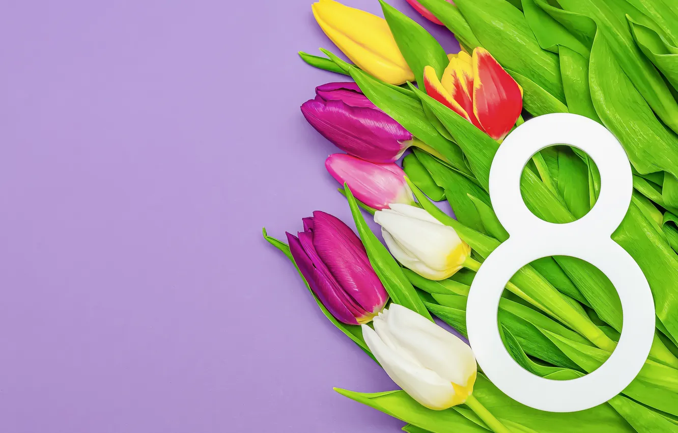 Photo wallpaper flowers, colorful, figures, tulips, March 8, flowers, tulips, spring