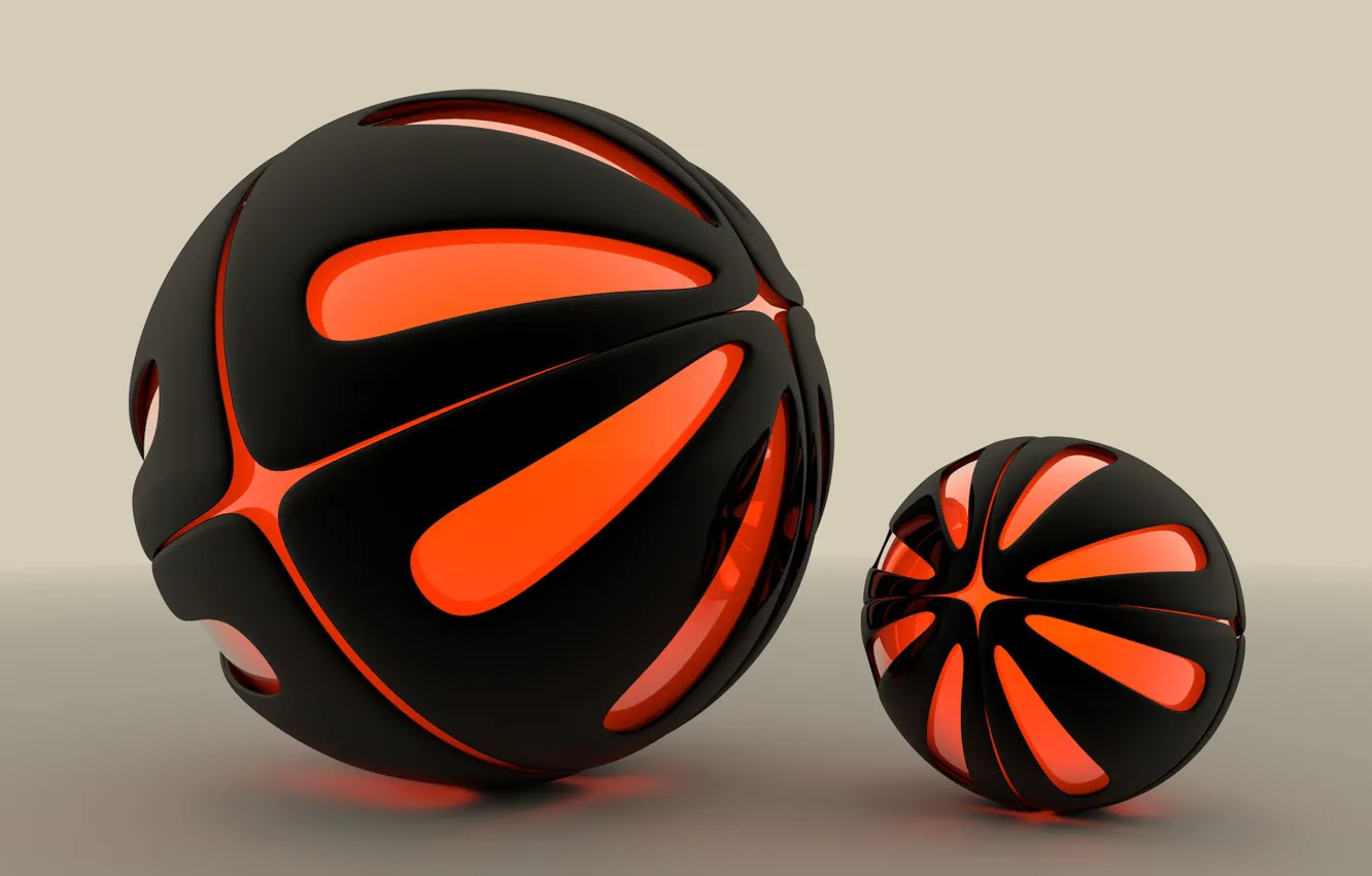 Photo wallpaper balls, glow, 3D graphics