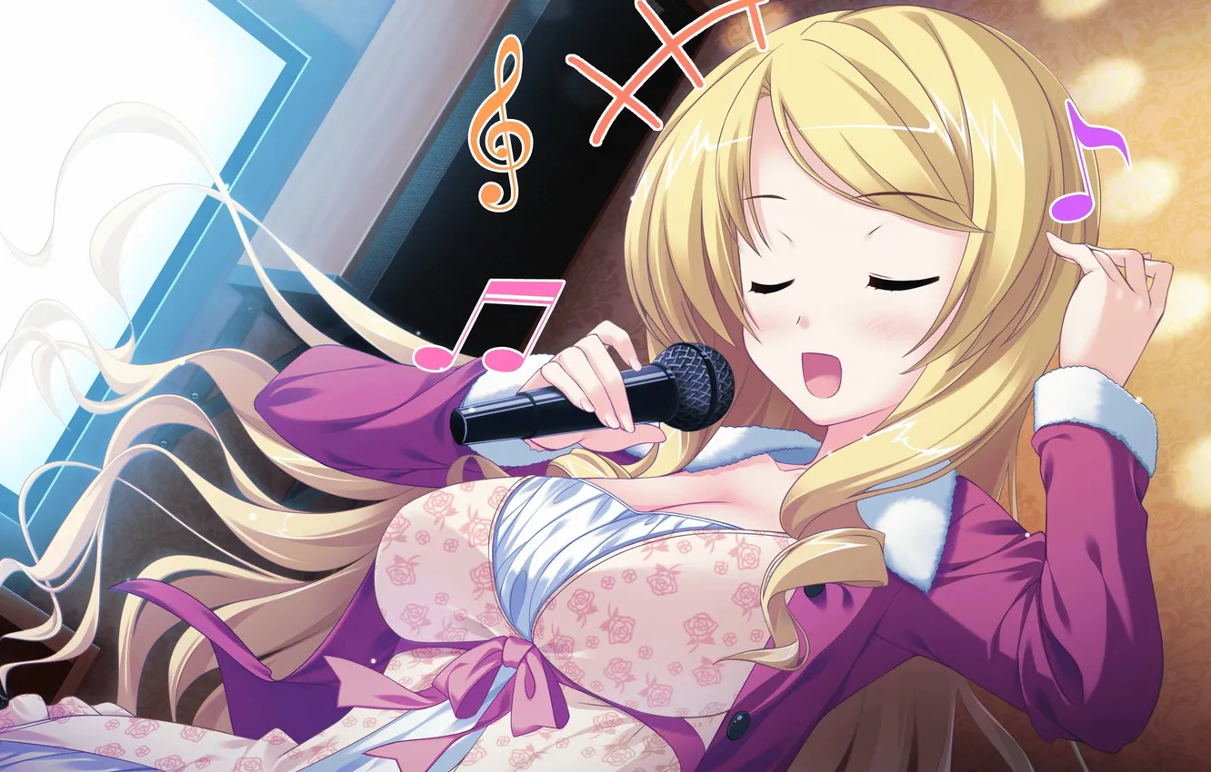 Photo wallpaper girl, microphone, art, song, myougi marika, karaoke, princess evangile, yamakaze ran