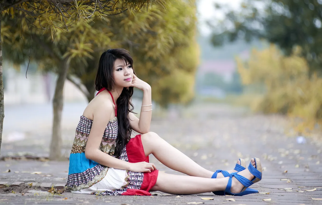 Photo wallpaper girl, the city, street