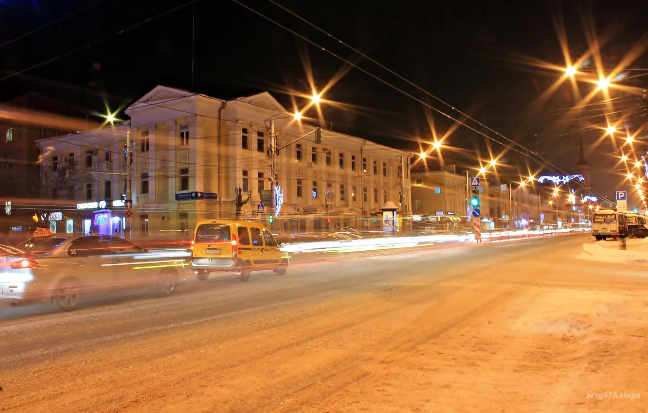 Photo wallpaper machine, the city, the evening, lights, Russia, Russia, Kaluga, Kaluga