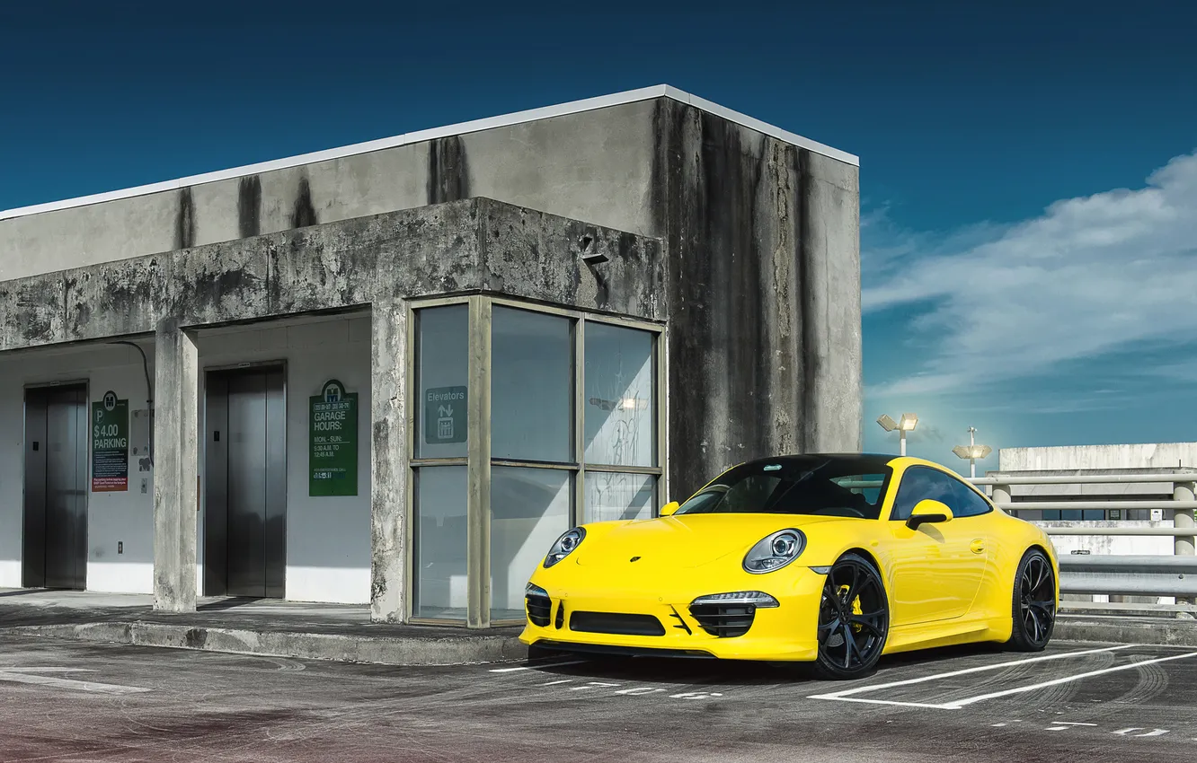 Photo wallpaper yellow, Porsche, Porsche, GT3