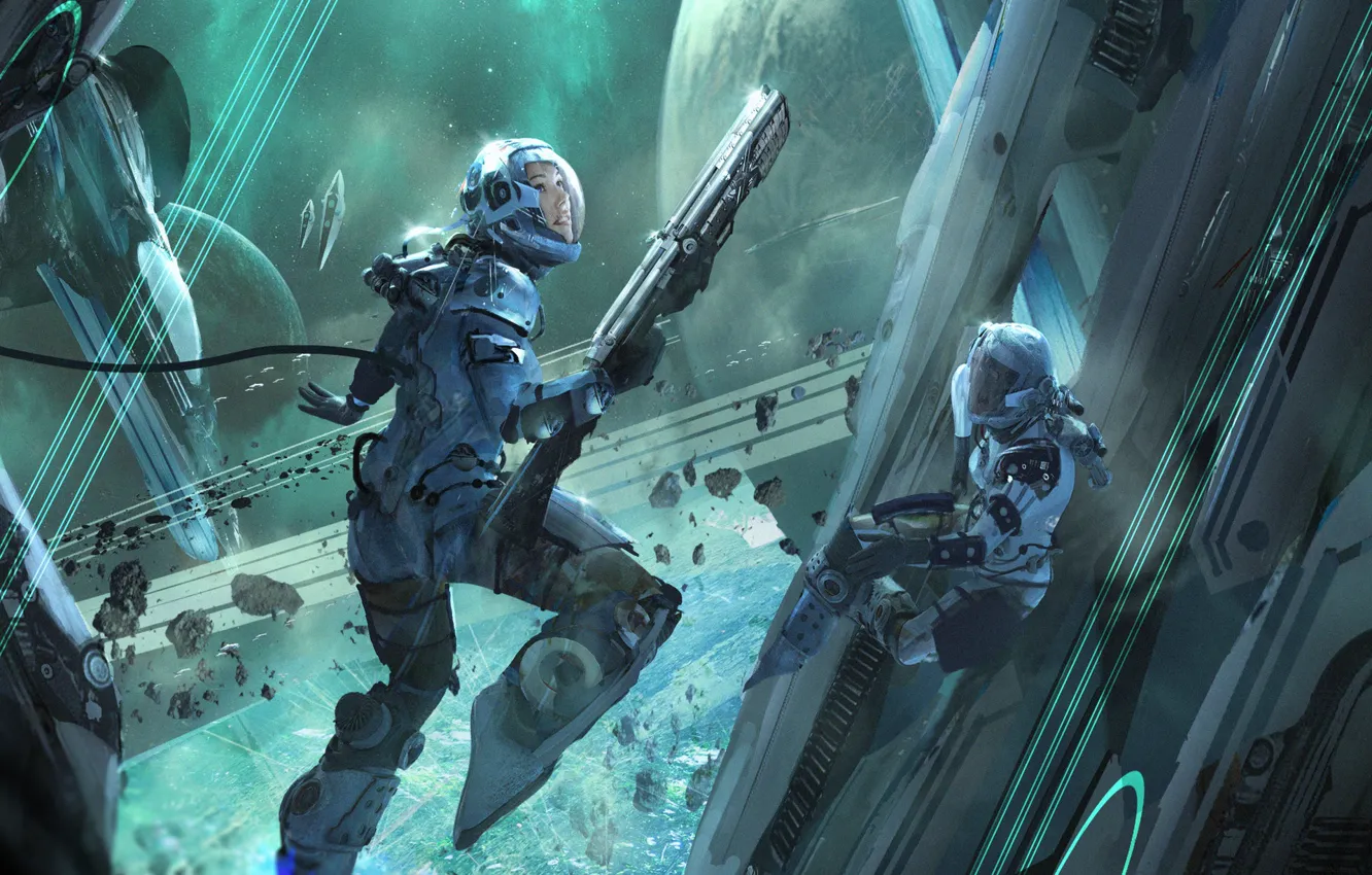 Photo wallpaper weapons, people, planet, the suit, Belts Shift