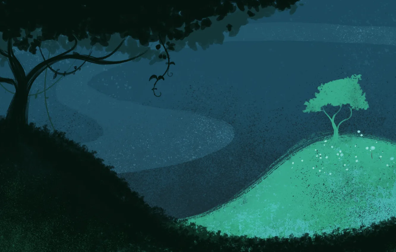 Photo wallpaper trees, night, plain, art