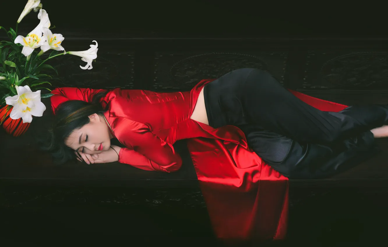 Photo wallpaper girl, stay, sleeping, lies