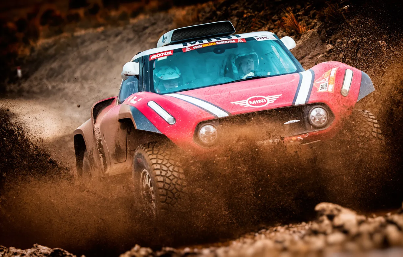 Photo wallpaper Red, Mini, Sport, Race, Dirt, Squirt, Rally, Dakar
