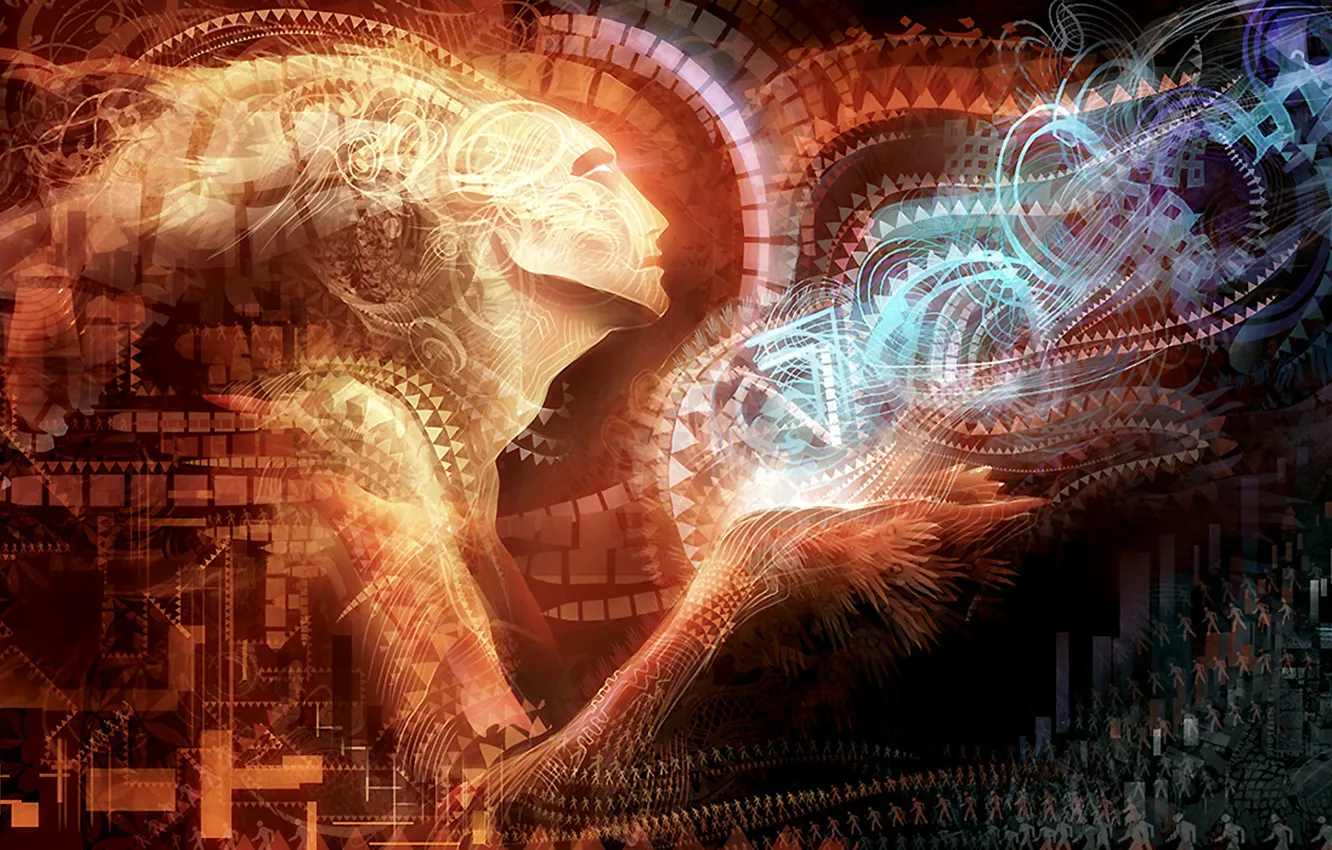 Photo wallpaper face, movement, people, technology, figure, people, face, creation