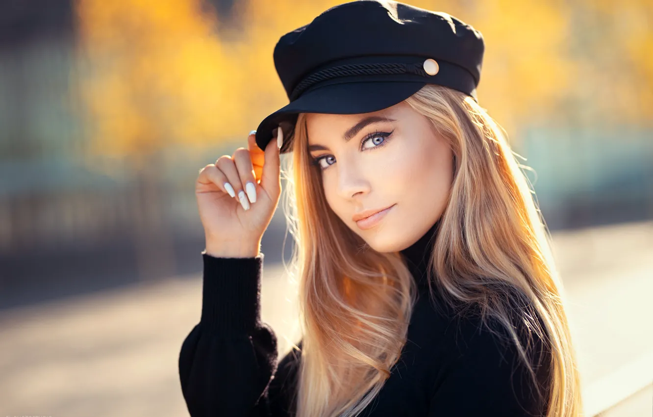 Photo wallpaper look, the sun, background, model, portrait, makeup, hairstyle, blonde