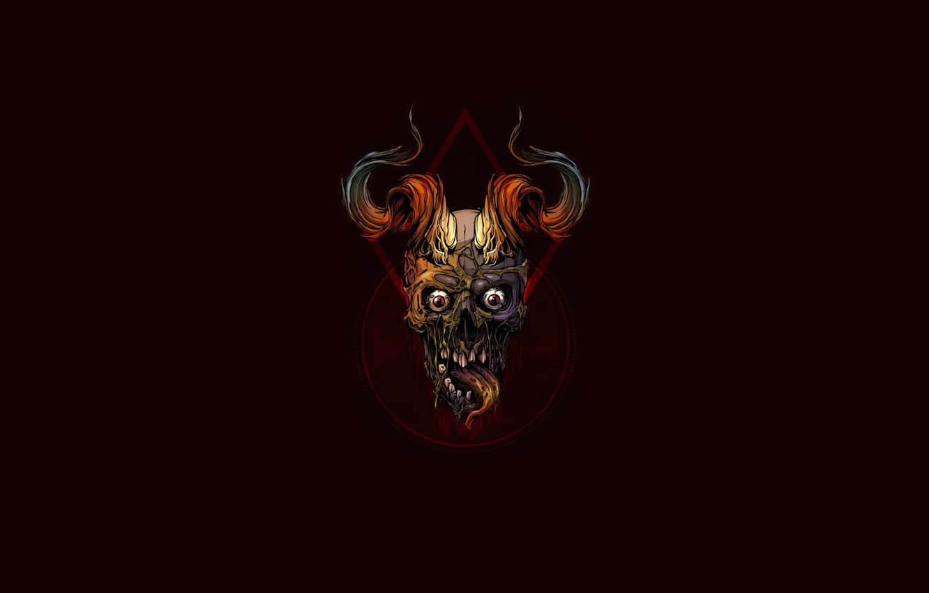 Photo wallpaper language, style, background, skull, minimalism, art, zombies, horns