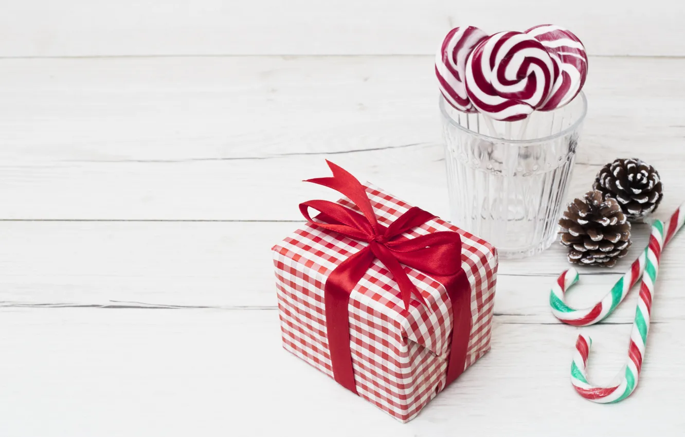 Photo wallpaper holiday, gift, New year, candy, lollipops