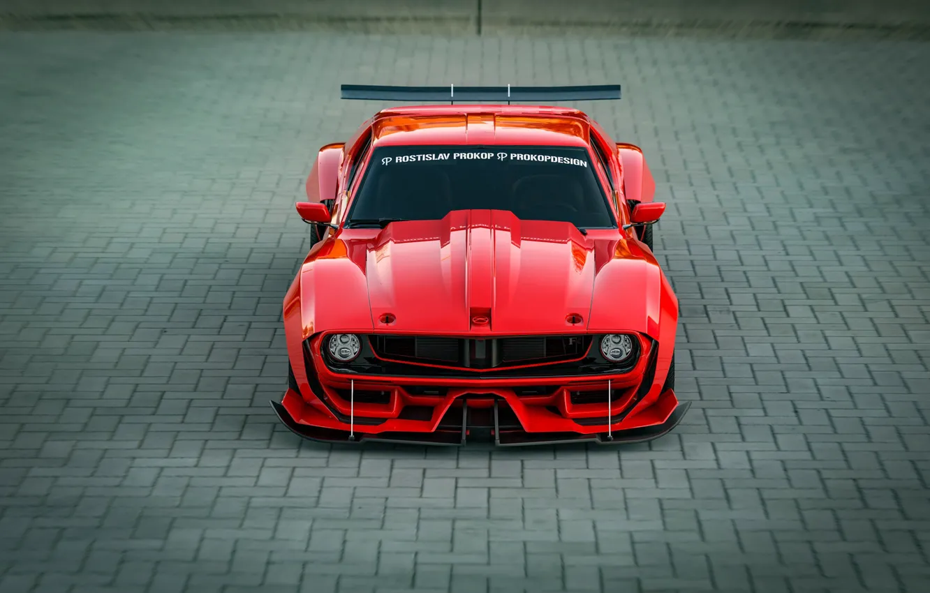 Photo wallpaper Red, Auto, Machine, Tuning, Car, Rendering, Concept Art, The front