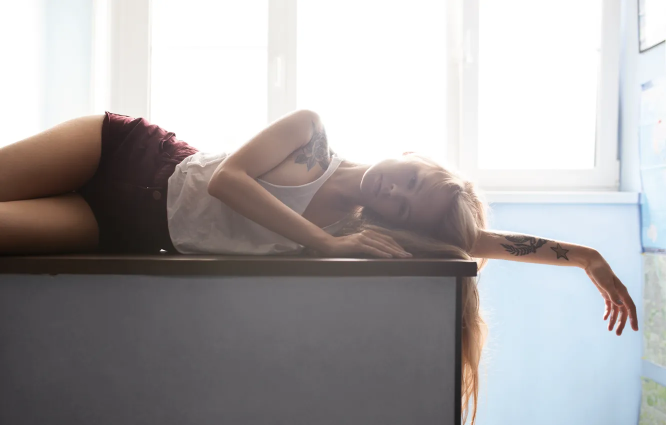 Photo wallpaper girl, light, tattoo, tattoo, Anastasia Shcheglova, Anastasia Shcheglova, Anastasia Scheglova, Andrew Brandis