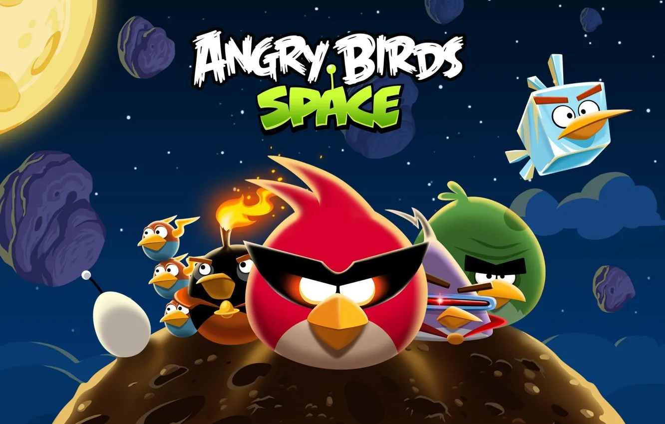 Photo wallpaper angry birds, angry birds, angry birds space