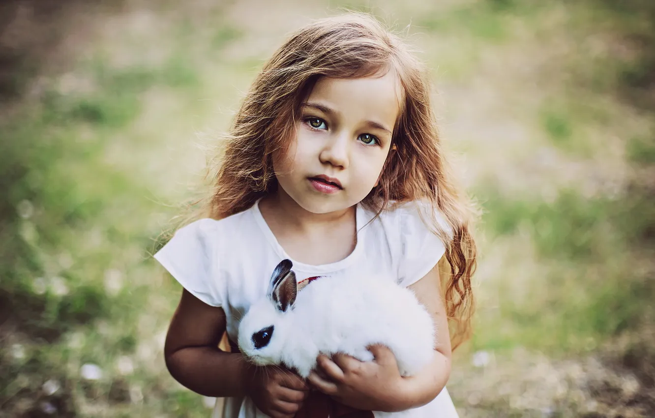 Photo wallpaper mood, rabbit, girl