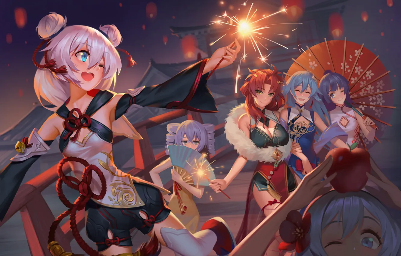 Photo wallpaper girl, joy, holiday, benghuai xueyuan