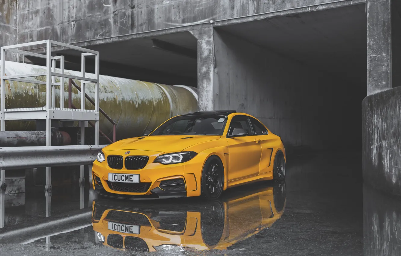 Photo wallpaper yellow, BMW, F22, manhart, M235i, 2-series, BMW manhart mh2, manhart mh2