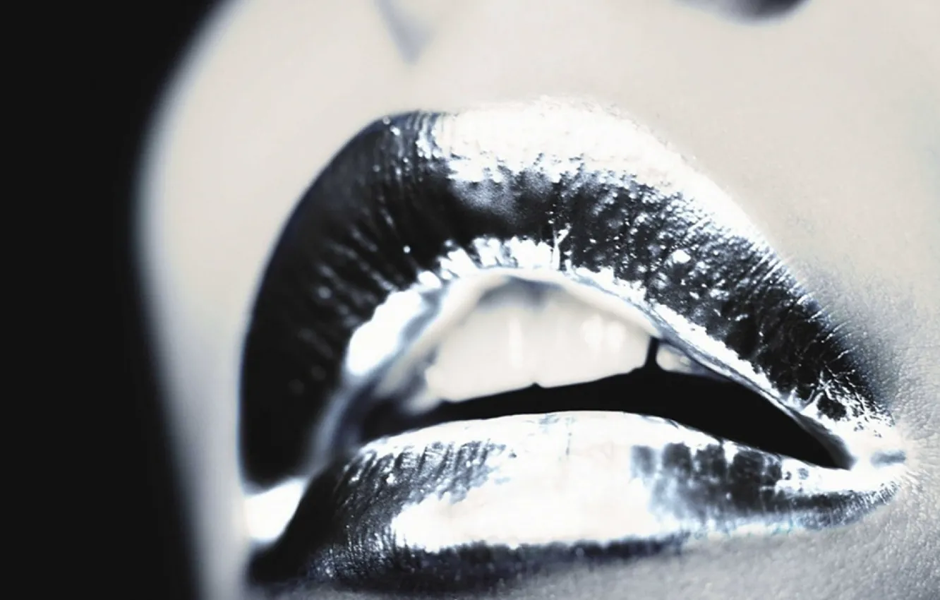 Photo wallpaper close-up, Silver Mouth, Lipsick