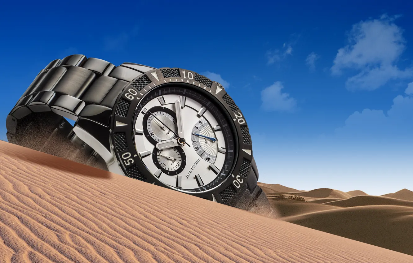 Photo wallpaper desert, sand, watch, Jack Pierre