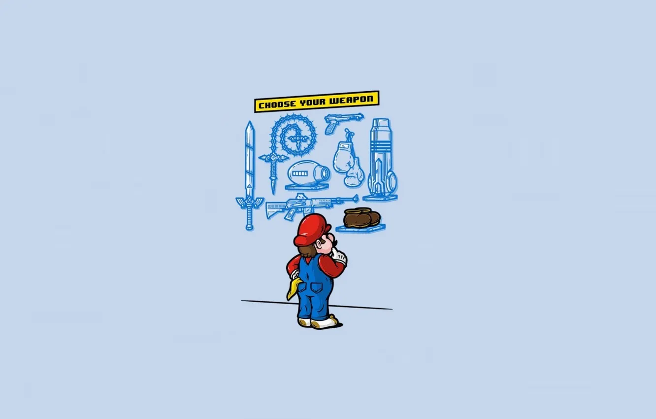 Photo wallpaper weapons, the game, minimalism, humor, art, Mario, game, choice