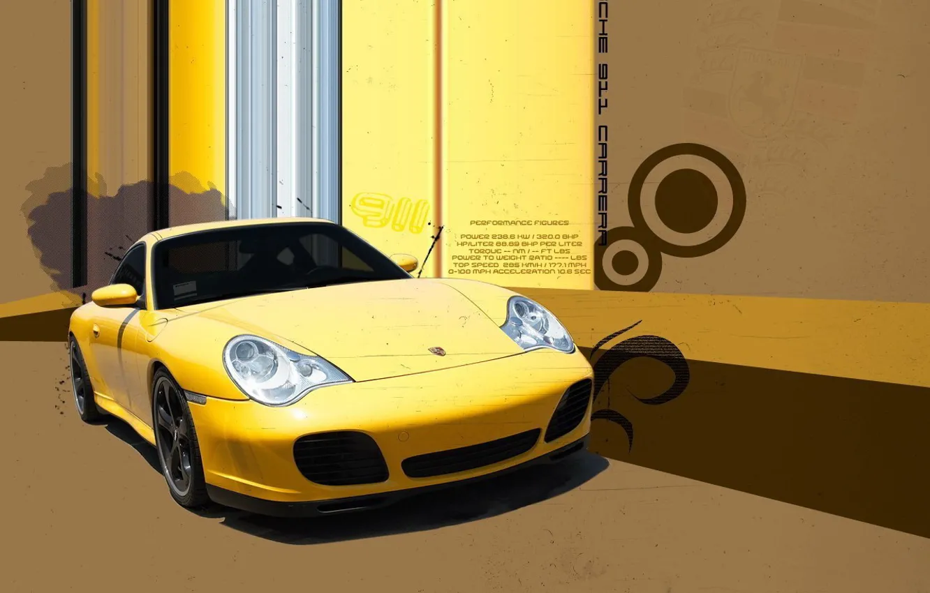 Photo wallpaper yellow, treatment, Porsche