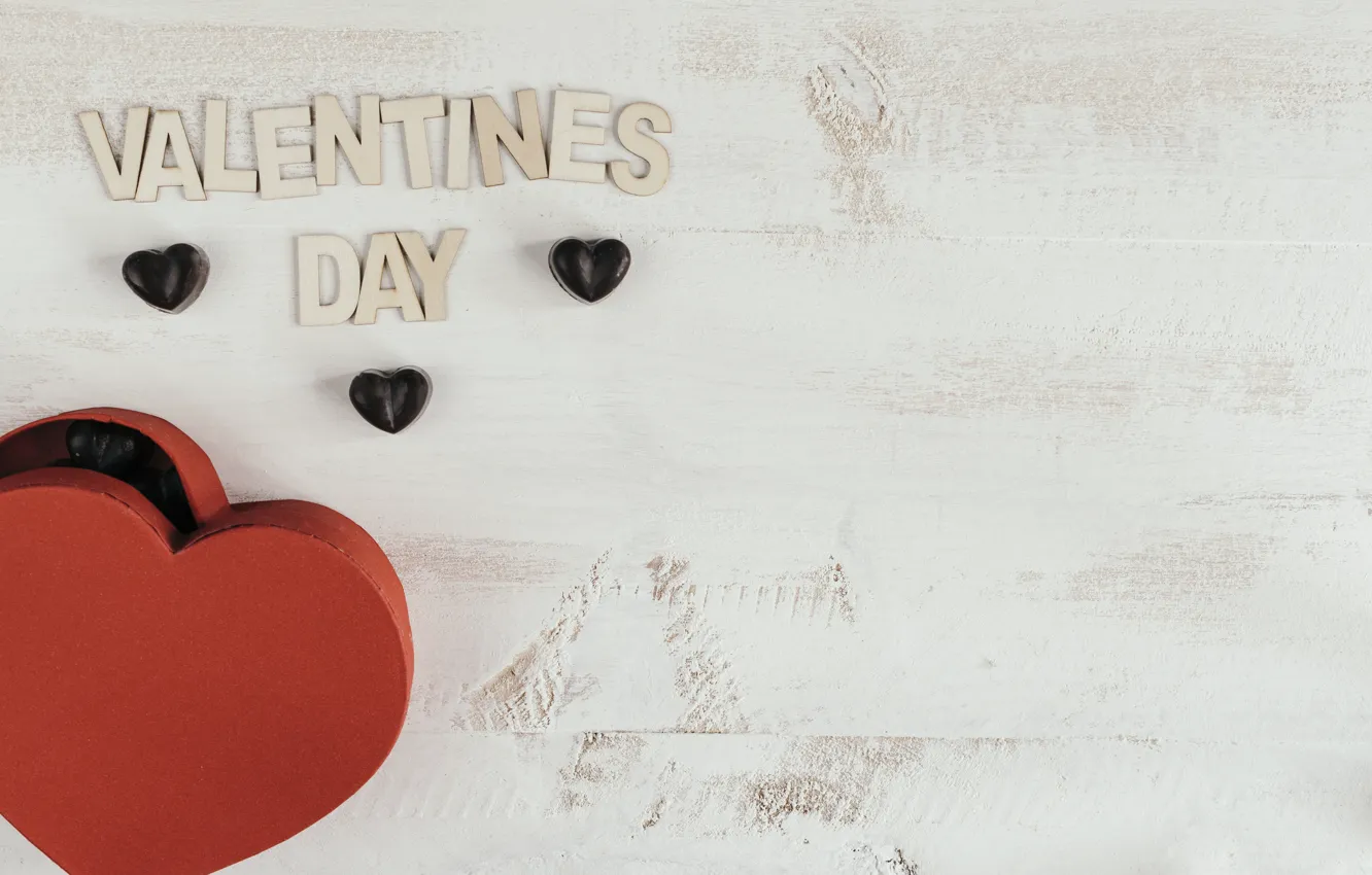 Photo wallpaper holiday, box, candy, hearts, Valentine's day