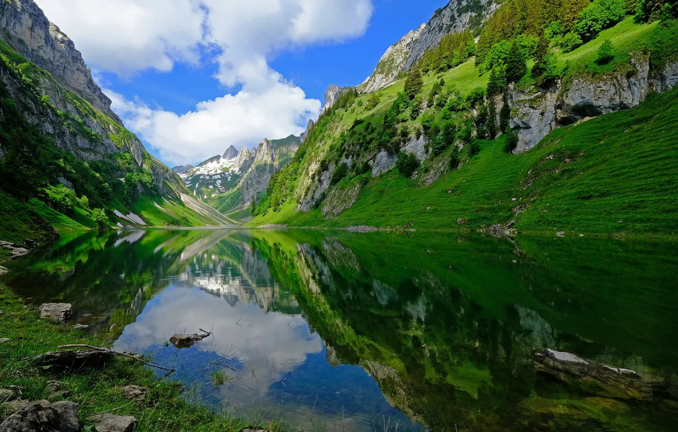 Photo wallpaper mountains, lake, Switzerland, Switzerland