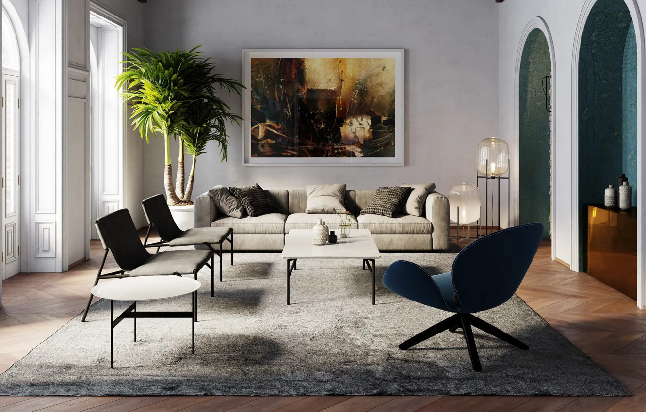 Photo wallpaper design, style, interior, Germany, Hamburg, Germany, living room, Hamburg