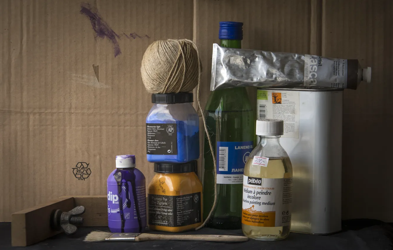 Photo wallpaper rope, still life, brush, art