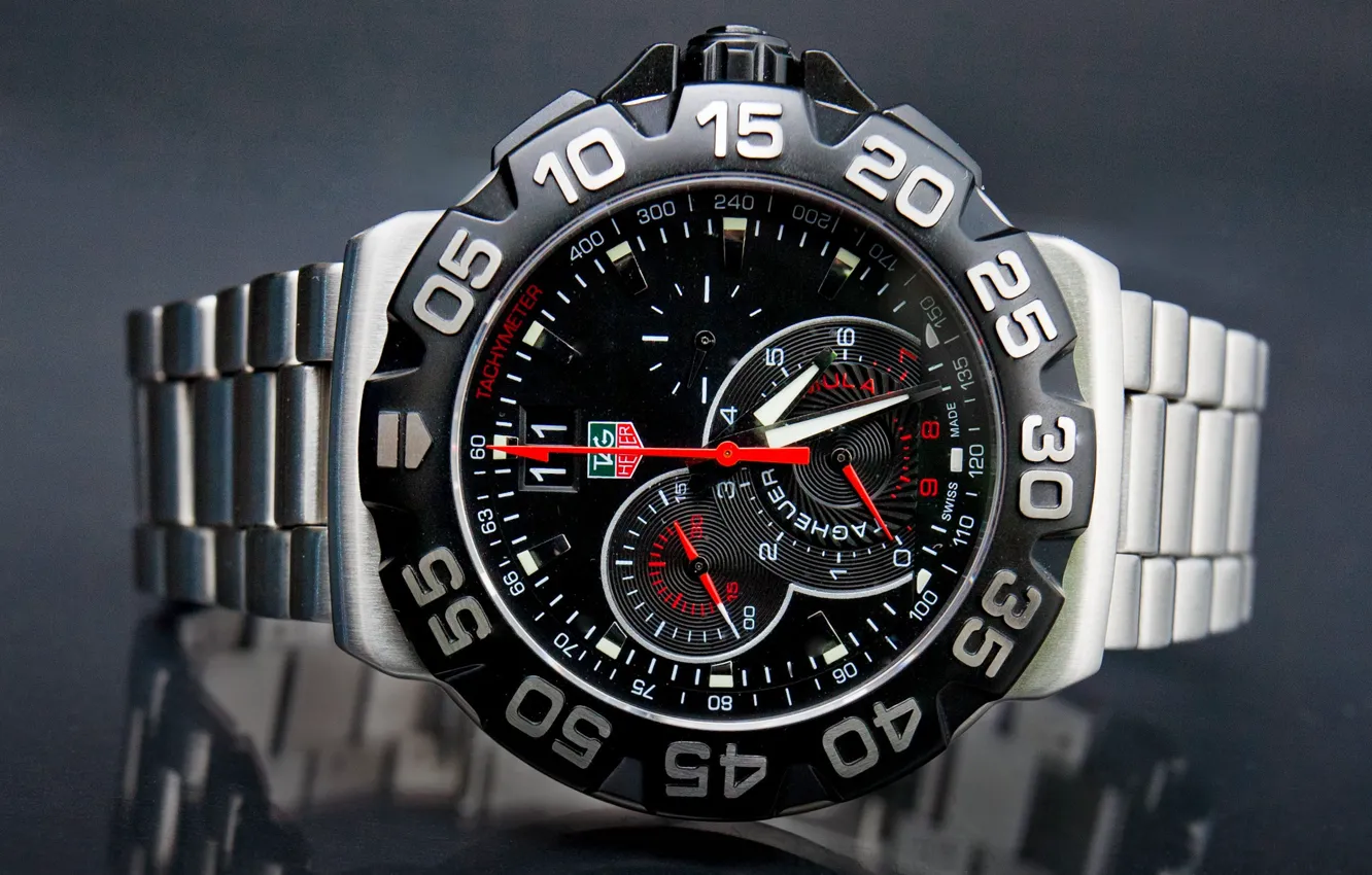 Photo wallpaper metal, red, Watch, tag heuer