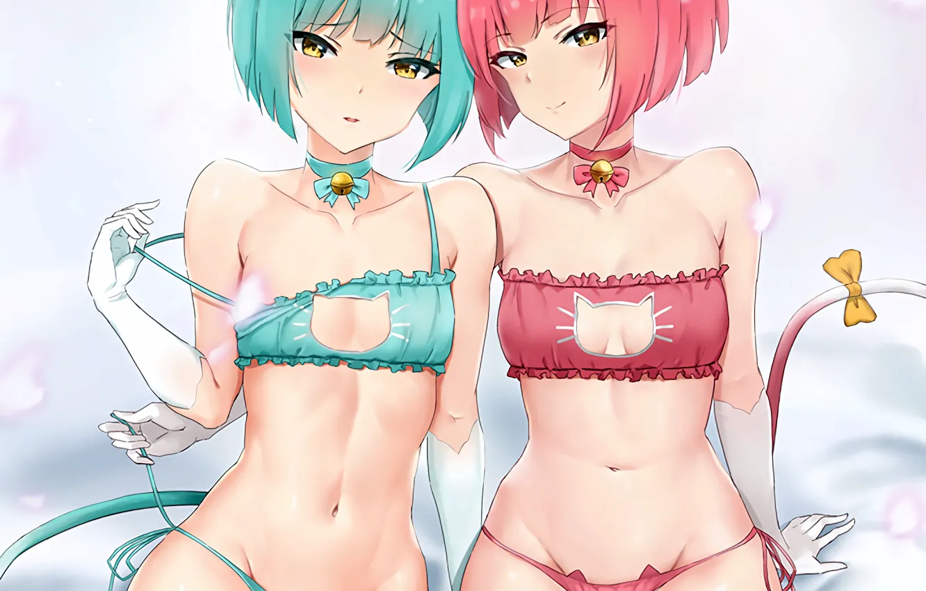 Photo wallpaper sexy, lingerie, pantsu, bra, cleavage, panties, thighhighs, pink hair