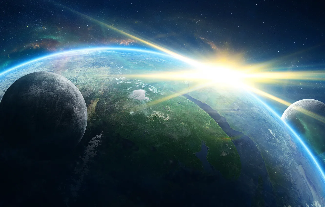 Photo wallpaper space, earth, planet