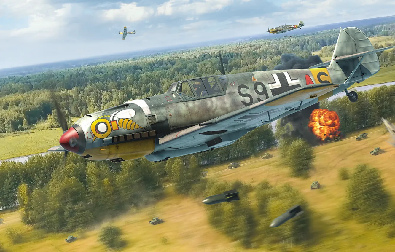 Photo wallpaper Messerschmitt, Air force, Luftwaffe, Emil, single-engine piston fighter-low, Antonis (rOEN911) Karidis, Bf 109E-7