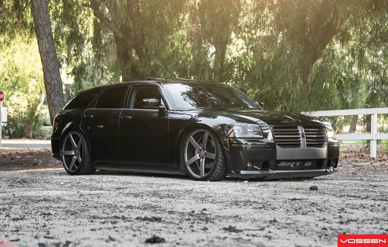 Photo wallpaper black, tuning, drives, Vossen, Matte Graphite, Dodge Magnum