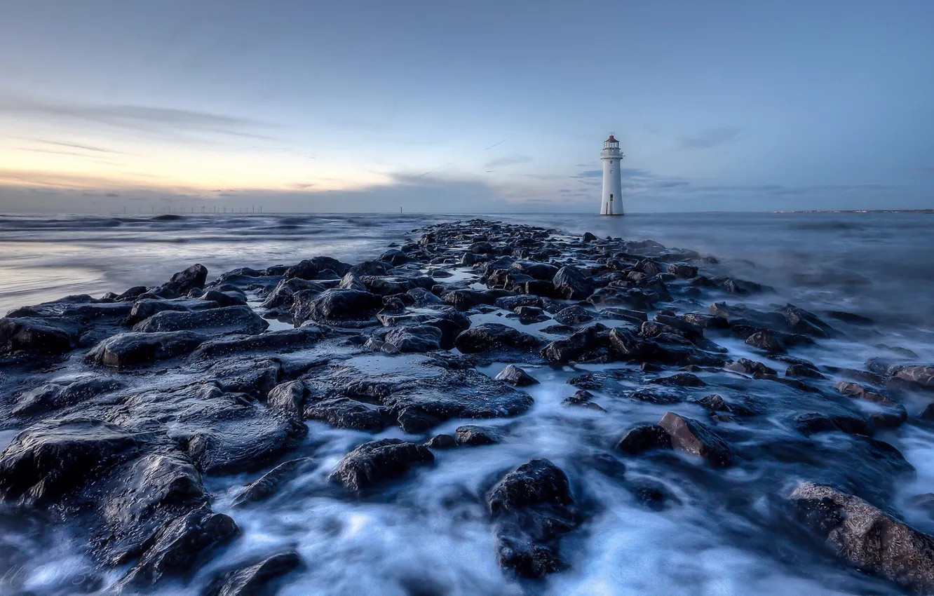 Photo wallpaper lighthouse, movement, perchrock, hightide