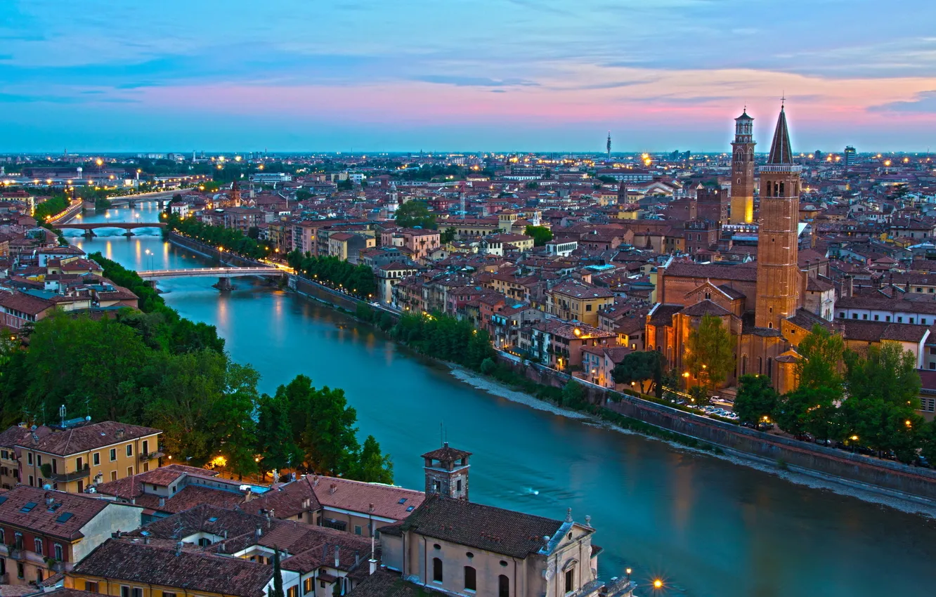 Photo wallpaper city, river, Town