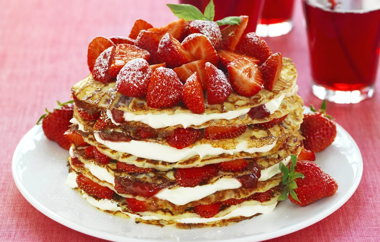 Photo wallpaper berries, strawberry, pancakes