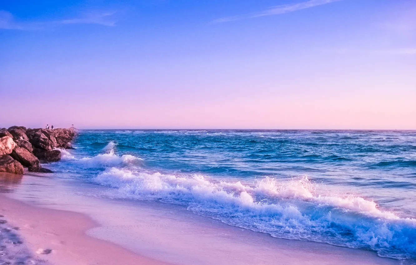 Photo wallpaper sand, sea, sunset, pierce, Florida